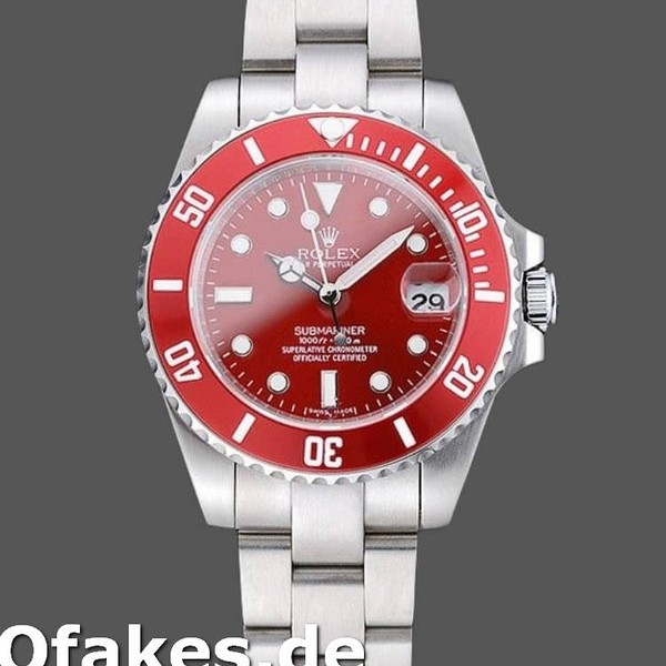 Super Clone Men's Rolex Submariner 40mm Men's-16610-Stainless Steel-Refinished Red Dial Red