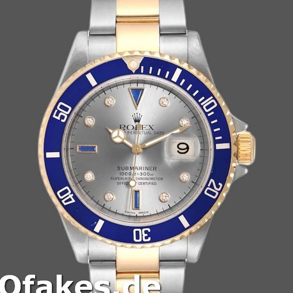 Super Clone Men's Rolex Submariner 40mm Men's-16613-Steel & Gold-Diamond Sapphire Serti Dial Silver Serti&nbsp;<br />