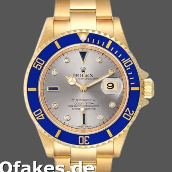 Super Clone Men's Rolex Submariner 40mm Men's-16618-Serti Dial-Blue Bezel Serti