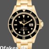 Super Clone Men's Rolex Submariner 40mm Men's-16618-Yellow Gold-Black Dial Black