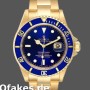 Super Clone Men's Rolex Submariner 40mm Men's-16618-Yellow Gold-Blue Dial Blue