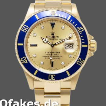 Super Clone Men's Rolex Submariner 40mm Men's-16618-Yellow Gold-Champagne Dial Champagne