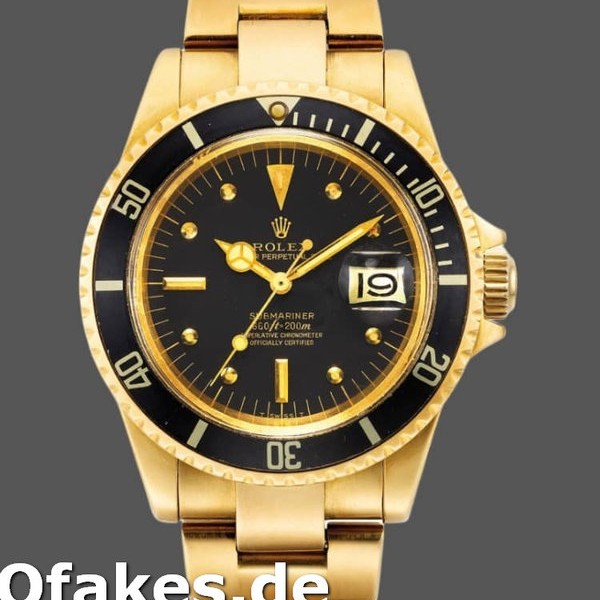 Super Clone Men's Rolex Submariner 40mm Men's-1680/8-Black Dial-Yellow Gold Black