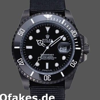 Super Clone Men's Rolex Submariner 40mm Men's-622006-Black Nylon Strap-Black Dial Black