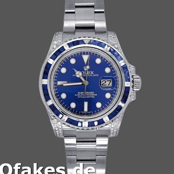 Super Clone Men's Rolex Submariner Date 40mm Men's-116610LN-Custom Diamond-Stainless Steel-Blue Dial Blue