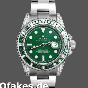Super Clone Men's Rolex Submariner Date 40mm Men's-116610LN-Custom Diamond-Stainless Steel-Green Dial Green