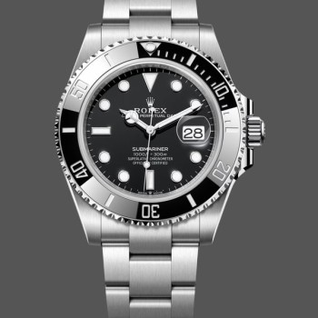 Super Clone Men's Rolex Submariner 41MM Stainless Steel Black Dial Date Black