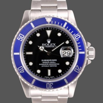 Super Clone Men's Rolex Submariner 40mm Men's-16610-Blue Ceramic-Black Dial Black