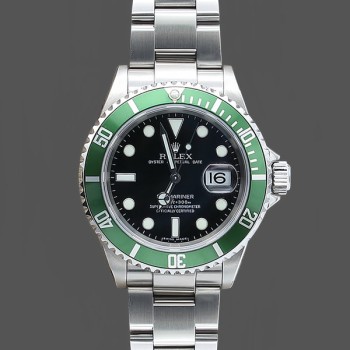 Super Clone Men's Rolex Submariner 40mm Men's-16610LV-Stainless Steel Oyster-Black Dial Black