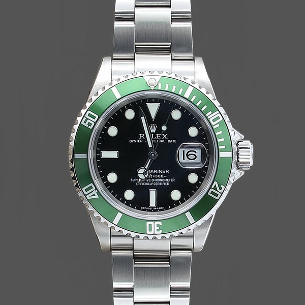 Super Clone Men's Rolex Submariner 40mm Men's-16610LV-Stainless Steel Oyster-Black Dial Black