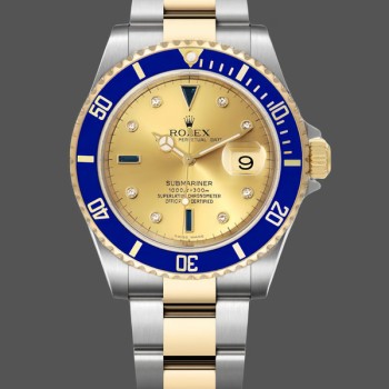 Super Clone Men's Rolex Submariner 40mm Men's-16613-Champagne Serti Dial Champagne Serti&nbsp;
