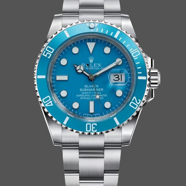 Super Clone Men's Rolex Submariner Date 41-Turquoise, Goldsmith & Complications, Blue Dial