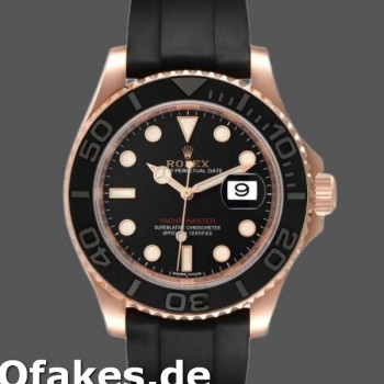 Super Clone Men's Rolex Yacht-Master 40mm Men's-116655-Everose Gold-Black Dial Black