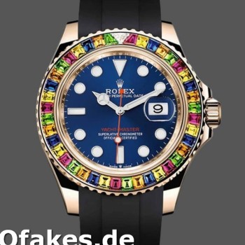 Super Clone Men's Rolex Yacht‑Master-116695, 40mm, Black Rubber Strap, Blue Dial, Men’s Blue