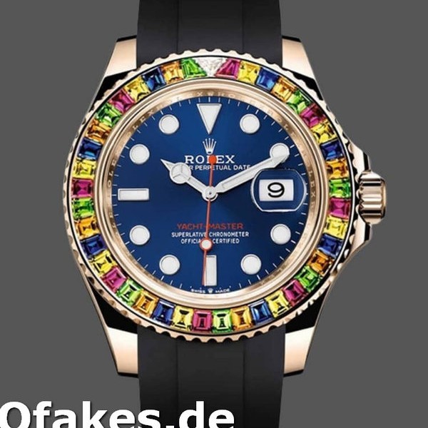 Super Clone Men's Rolex Yacht‑Master-116695, 40mm, Black Rubber Strap, Blue Dial, Men’s Blue