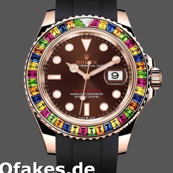 Super Clone Men's Rolex Yacht‑Master-116695, 40mm, Black Rubber Strap, Brown Dial, Men’s Brown