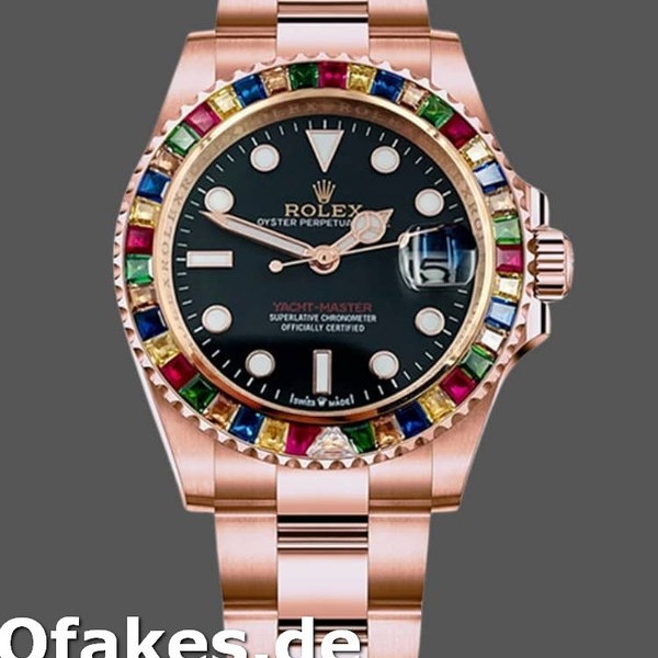Super Clone Men's Rolex Yacht‑Master-116695, 40mm, Everose Gold, Black Dial, Men’s Black