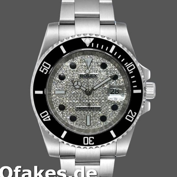 Super Clone Men's Rolex Yacht‑Master-116695, 40mm, Stainless Steel, Diamond‑Paved Dial, Men’s Diamond Paved