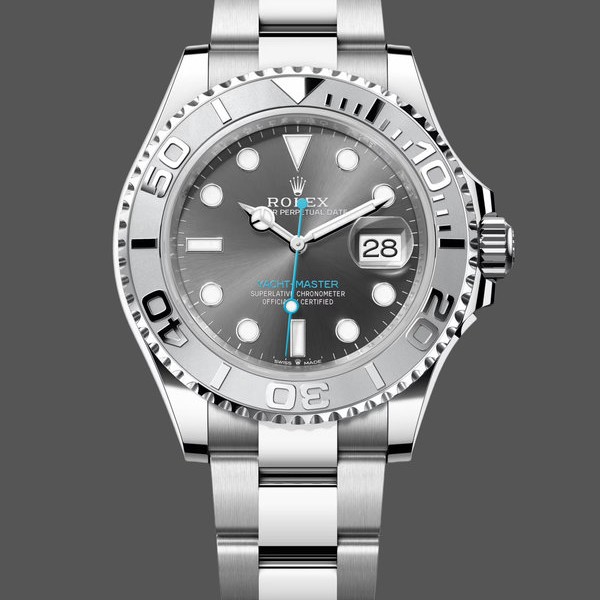 Super Clone Men's Rolex Yacht‑Master 126622-40mm, Platinum Bezel, Dark Rhodium Grey Dial, Men’s Rhodium Grey