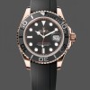 Super Clone Men's Rolex Yacht‑Master-126655, 40mm, Automatic, Black Dial, 18K Everose Gold, Black
