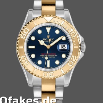 Super Clone Unisex's Rolex Yacht-Master 35mm Unisex-168623-Steel & Gold-Blue Dial Blue