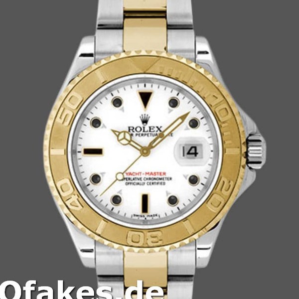 Super Clone Unisex's Rolex Yacht-Master 35mm Unisex-168623-Steel & Yellow Gold-White Dial White