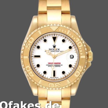 Super Clone Unisex's Rolex Yacht-Master 35mm Unisex-168628-White Dial-Yellow Gold White