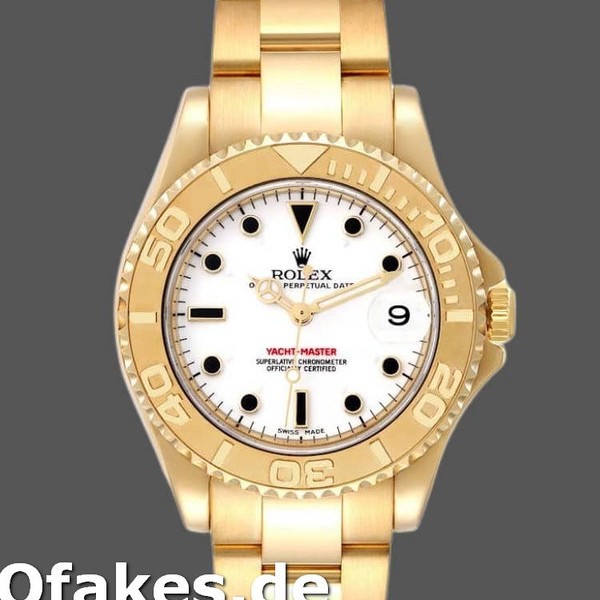 Super Clone Unisex's Rolex Yacht-Master 35mm Unisex-168628-White Dial-Yellow Gold White
