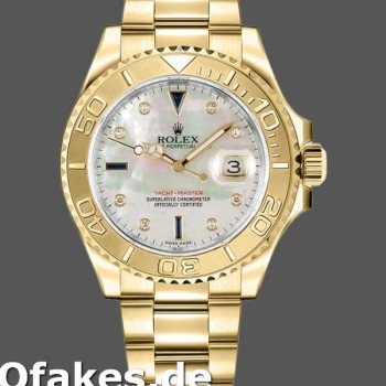 Super Clone Unisex's Rolex Yacht-Master 35mm Unisex-168628-White MOP Dial-Yellow Gold MOP