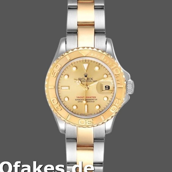 Super Clone Women's Rolex Yacht-Master 29mm Women's-169623-Steel & Yellow Gold-Champagne Dial Champagne