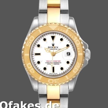 Super Clone Women's Rolex Yacht-Master 29mm Women's-169623-Steel & Yellow Gold-White Dial White