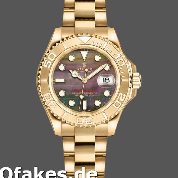 Super Clone Women's Rolex Yacht-Master 29mm Women's-169628-Yellow Gold-Black MOP Dial MOP