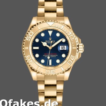 Super Clone Women's Rolex Yacht-Master 29mm Women's-169628-Yellow Gold-Blue Dial Blue