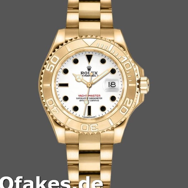 Super Clone Women's Rolex Yacht-Master 29mm Women's-169628-Yellow Gold-White Dial White