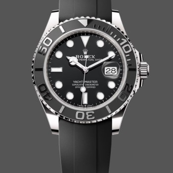 Super Clone Men's Rolex Yacht-Master 42mm Men's-226659-White Gold-Black Dial Black
