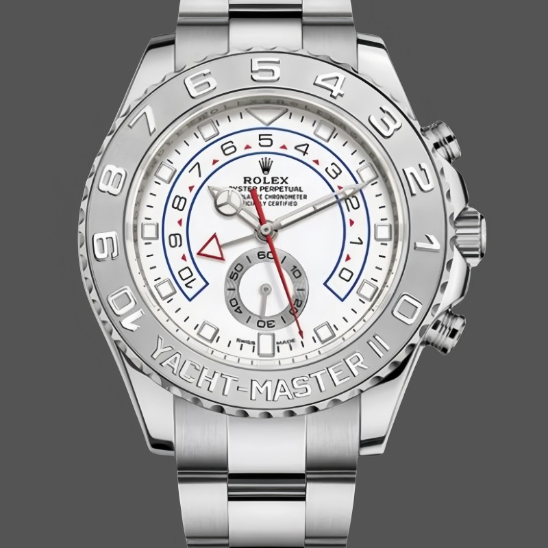 Super Clone Men's Rolex Yacht‑Master II-116689, 44mm, Platinum, White Dial, Men’s White