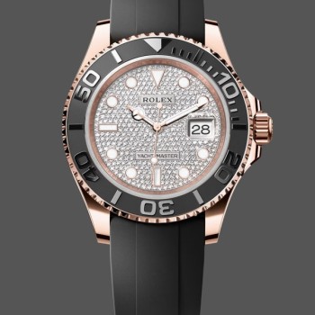 Super Clone Men's Rolex Yacht‑Master II-126655, 40mm, Rose Gold, Diamond Pave Dial, Men’s Diamond Pave