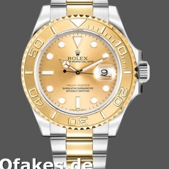 Super Clone Men's Rolex Yacht-Master 40mm Men's-16623-Steel & Yellow Gold-Champagne Dial Champagne