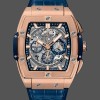 Mens Hublot Spirit of Big Bang King Gold with Blue Leather Chronograph Mens  641.OX.7180.LR Skeleton Replica Watch Image
