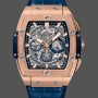 Super Clone Men's Hublot Spirit of Big Bang King Gold with Blue Leather Chronograph Men's  641.OX.7180.LR Skeleton