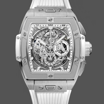 Super Clone Men's Hublot Spirit of Big Bang Titanium with White Diamonds 42MM  642.NE.2010.RW Skeleton Dial