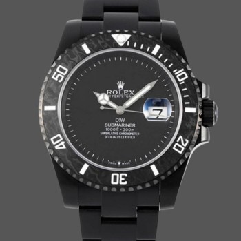 Super Clone Men's Rolex Submariner DIW Parakeet Edition 41MM Carbon Fiber Bezel Black Dial Black Dial