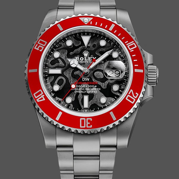 Super Clone Men's Rolex Submariner DIW Persimmon Orange Edition 116610LN Red Ceramic Bezel Black